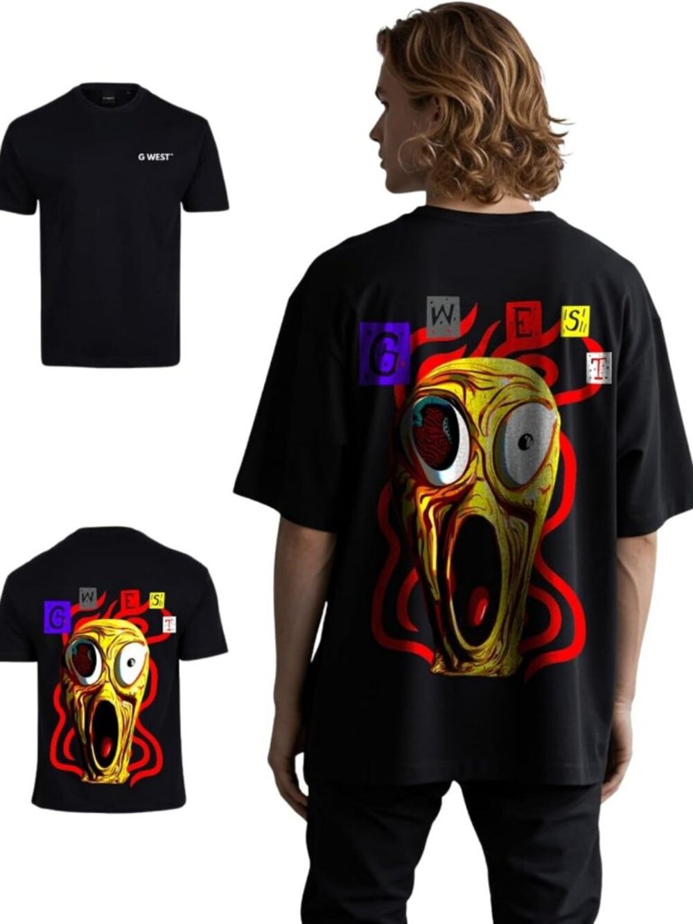Oversized Yellow Graphic Tee for Men | Casual Lifestyle T-Shirt, Trendy Fit